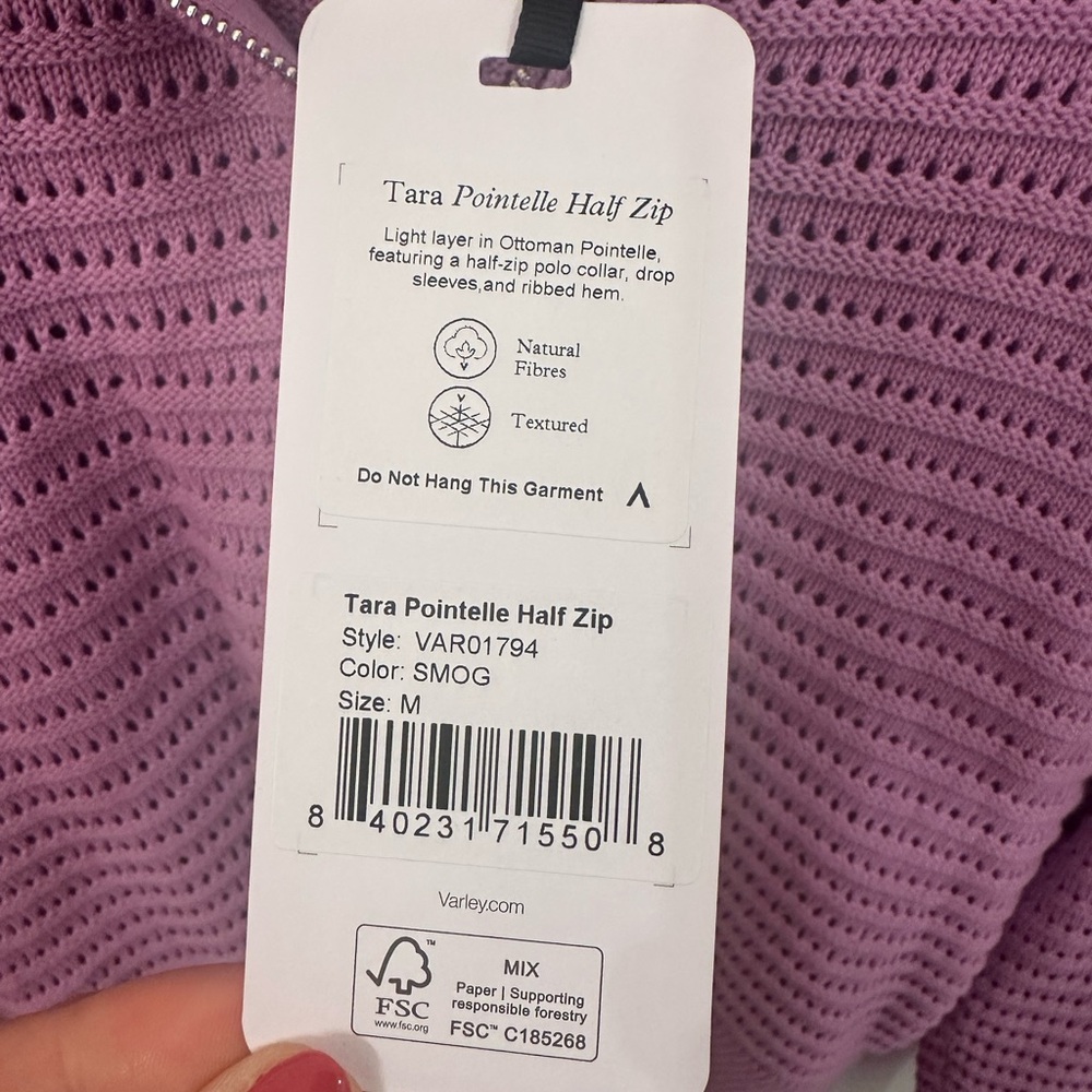 NWT Varley Women’s Tara Pointelle Half Zip sweater size medium color Smog - Picture 4 of 7